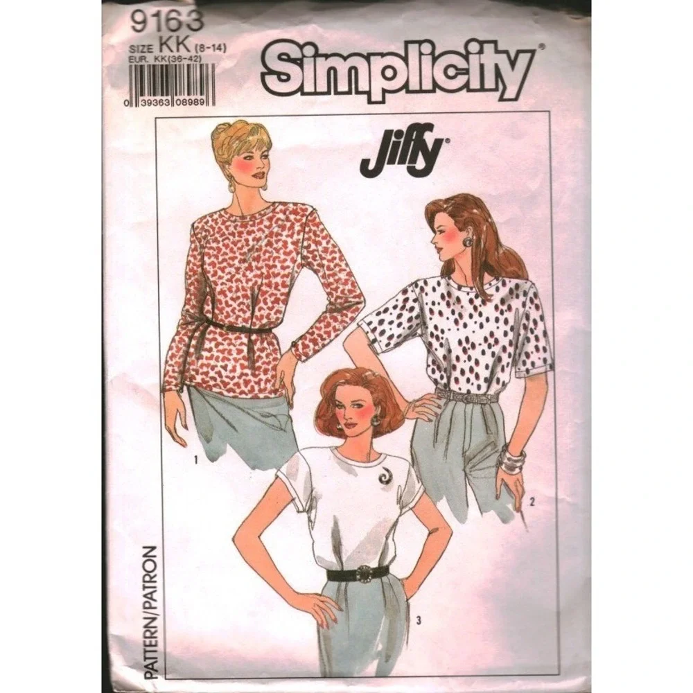 Simplicity 9163 Jiffy Misses Blouse Sewing Pattern Size 8-14 Long Cap Sleeve Top